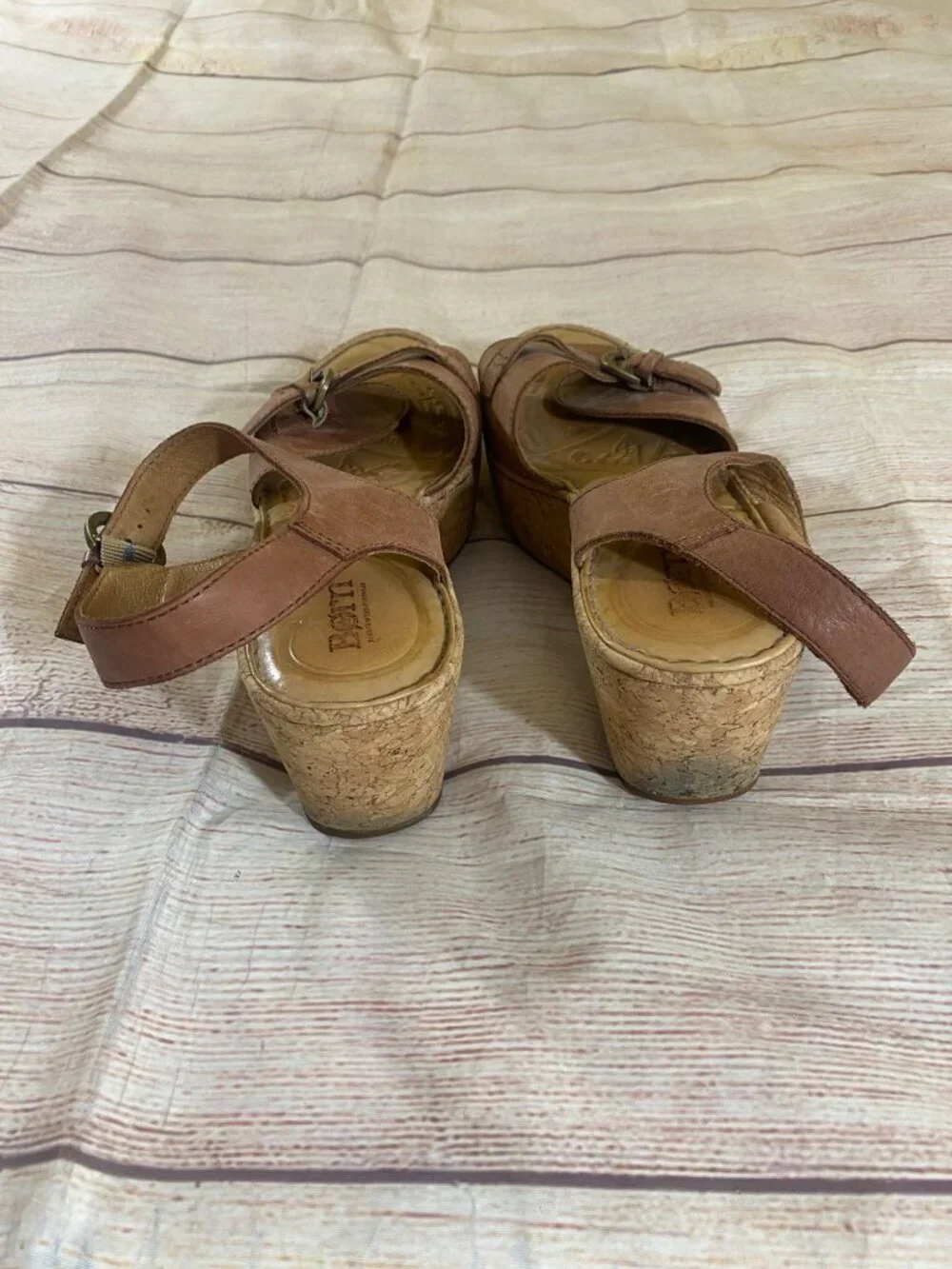 Born Women's Alaina Brown Leather WedgeSandals Platforms - 9